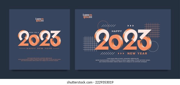 Happy new year 2023 square template with 3D number. Greeting concept for 2023 new year celebration