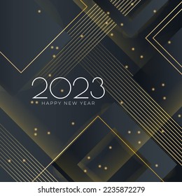 Happy New Year 2023 square poster greeting card for social media post template, flyer, banner, Christmas background 