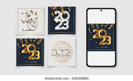 Happy New Year 2023, stories template for social media.