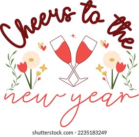 Happy New Year 2023 SVG Design, Happy New Year SVG Design, Handmade calligraphy vector illustration, Illustration for prints on t-shirts and bags, posters