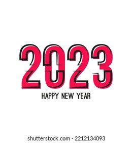 Happy new year 2023 template text design. Vector banner for flyer, brochure, booklet, greeting card.