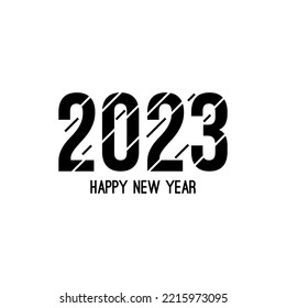 Happy new year 2023 template text design. Vector banner for flyer, brochure, booklet, greeting card.