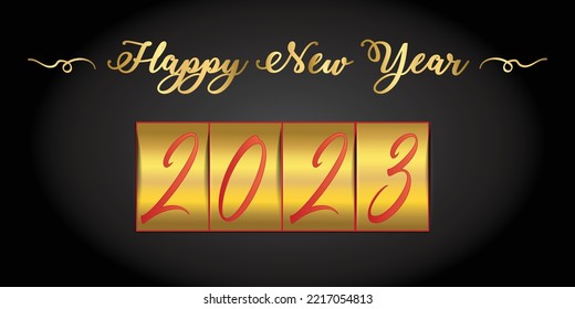Happy new year 2023 template number. Greeting concept for 2023 new year celebration.