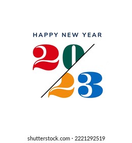 happy new year 2023 template, overlapping typography for business, brochure, flyer, design, etc