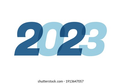 Happy New Year 2023 Text Design. 2023 Number logo design for Brochure design template, card, banner Isolated on white background. Vector illustration