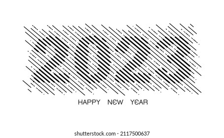 Happy New Year 2023 text design. for Brochure design template, card, banner.  Isolated on white background.