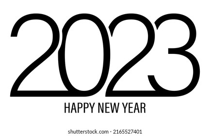 Happy New Year 2023 text design. Brochure design template, card, banner. Vector illustration isolated on white background