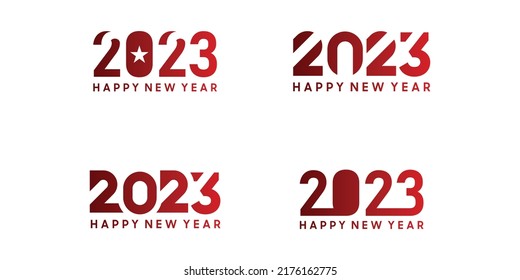 Happy New Year 2023 text design. Business diary cover for 2023 with hope. Vector illustration. Isolated on a white background.