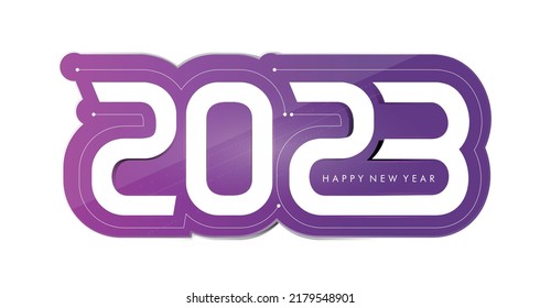 Happy new year 2023 text typography design patter, vector illustration.