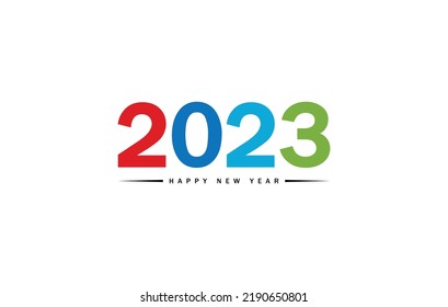 Happy New Year 2023 text design. Cover of business diary for 2023 with wishes. Brochure design template, card, banner. Vector illustration. Isolated on white background.