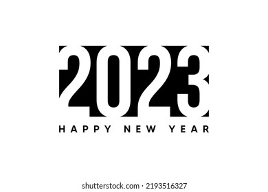 Happy New Year 2023 text design. For 2023 business book cover. Design brochure templates, flyers, cards, banners. Isolated on a white background. Vector illustrations