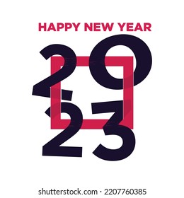 Happy New Year 2023 text design for Flyer Brochure template, card, banner