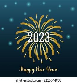 happy new year 2023 text with big firework and snows. suitable for banner or poster 