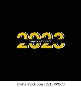 Happy New Year 2023 text design. Cover of business diary for 2023 with wishes. Brochure design template, card, banner. Vector illustration. Isolated on white background.