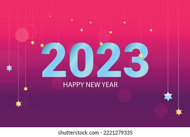 Happy new year 2023 text design vector template.