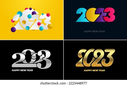 Happy New Year 2023 text design Pack. for Brochure design template. card. banner