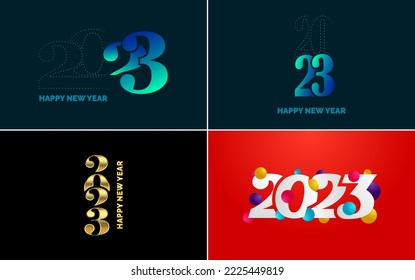 Happy New Year 2023 text design. Cover of business diary for 2023 with wishes. Brochure design template. card. banner