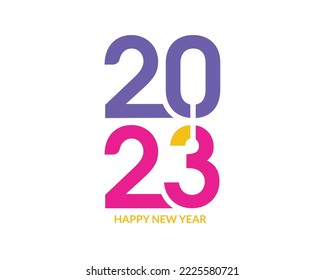 Happy New Year 2023 text design. Cover of business diary for 2023 with wishes. design template, card, banner. Vector illustration