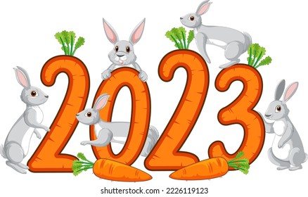 Happy New Year 2023 text for banner design illustration