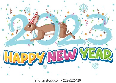 Happy New Year 2023 text for banner design illustration