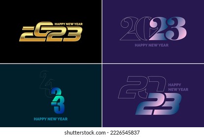 Happy New Year 2023 text design Pack. for Brochure design template. card. banner