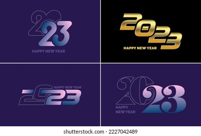 Happy New Year 2023 text design Pack. for Brochure design template. card. banner