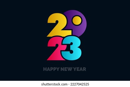 Happy New Year 2023 text design. for Brochure design template. card. banner
