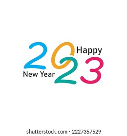 happy new year 2023 text logo and symbol template