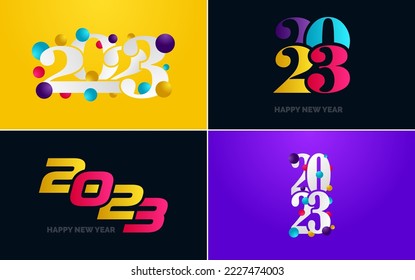 Happy New Year 2023 text design Pack. for Brochure design template. card. banner