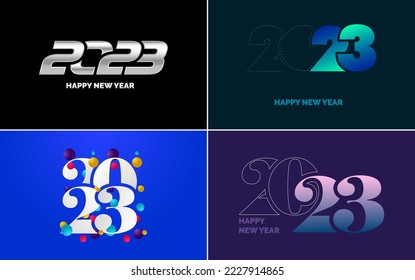 Happy New Year 2023 text design. Cover of business diary for 2023 with wishes. Brochure design template. card. banner