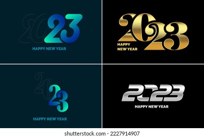 Happy New Year 2023 text design Pack. for Brochure design template. card. banner