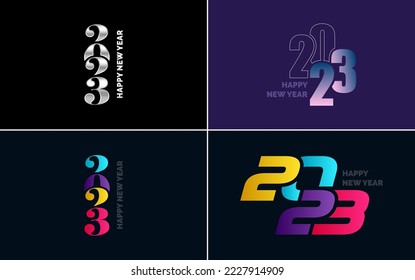 Happy New Year 2023 text design. Cover of business diary for 2023 with wishes. Brochure design template. card. banner