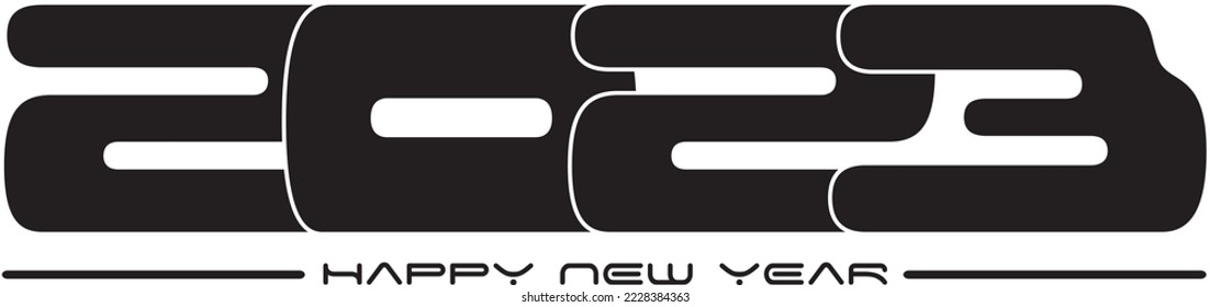 Happy New Year 2023 text design. For design template, banner or card. Vector illustration.