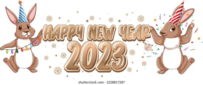 Happy New Year 2023 text for banner design illustration