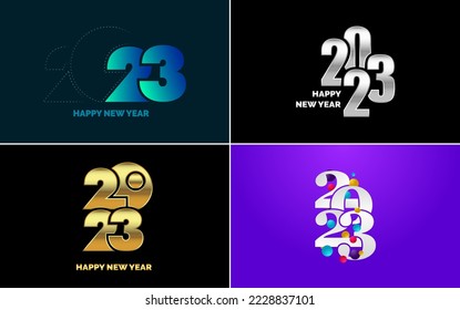Happy New Year 2023 text design Pack. for Brochure design template. card. banner