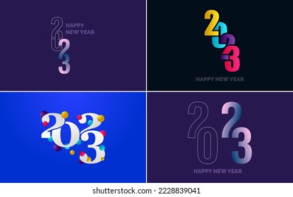 Happy New Year 2023 text design Pack. for Brochure design template. card. banner