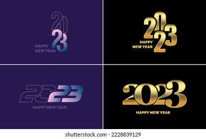 Happy New Year 2023 text design. Cover of business diary for 2023 with wishes. Brochure design template. card. banner