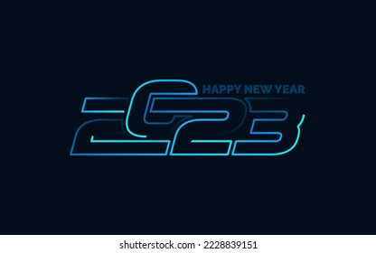 Happy New Year 2023 text design. Cover of business diary for 2023 with wishes. Brochure design template. card. banner