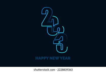 Happy New Year 2023 text design. Cover of business diary for 2023 with wishes. Brochure design template. card. banner