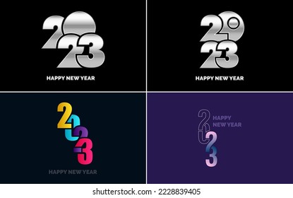 Happy New Year 2023 text design Pack. for Brochure design template. card. banner
