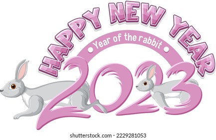 Happy New Year 2023 text for banner design illustration