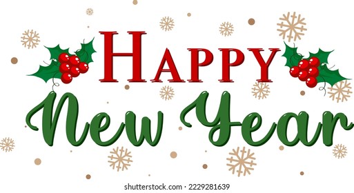 Happy New Year 2023 text for banner or poster design illustration