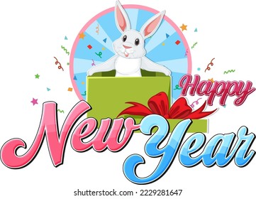 Happy New Year 2023 text for banner design illustration