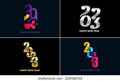 Happy New Year 2023 text design Pack. for Brochure design template. card. banner