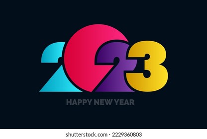 Happy New Year 2023 text design. Cover of business diary for 2023 with wishes. Brochure design template. card. banner