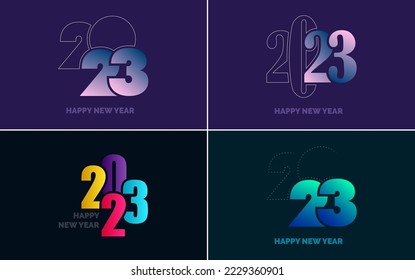 Happy New Year 2023 text design Pack. for Brochure design template. card. banner
