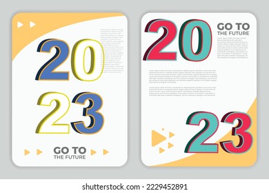 Happy New Year 2023 Text Typography Design Patter, Vector ilustración.