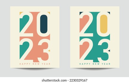 Feliz Año Nuevo 2023 plantilla de diseño de texto, tarjeta, banner. Plantilla de diseño vectorial moderno