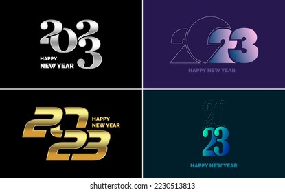 Happy New Year 2023 text design Pack. for Brochure design template. card. banner
