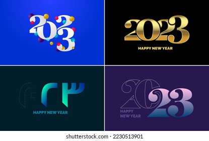 Happy New Year 2023 text design Pack. for Brochure design template. card. banner